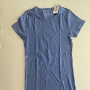 J Crew Fine-Rib Cotton Crewneck Tee - Blue - S